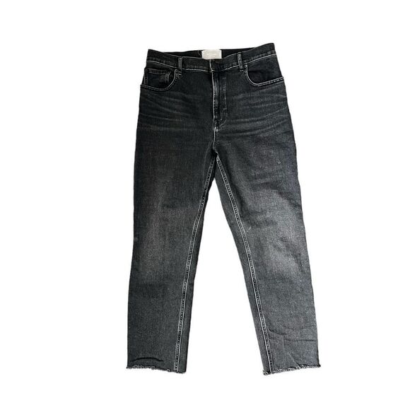 Everlane The Cheeky High Rise Straight Leg Washed Black Raw Hem Jeans Size 31 - Picture 1 of 10